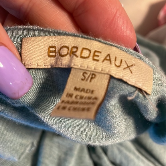 Bordeaux by Anthropologie rayon tunic top long sleeve 2 ply /chiffon hem green S - Picture 8 of 11